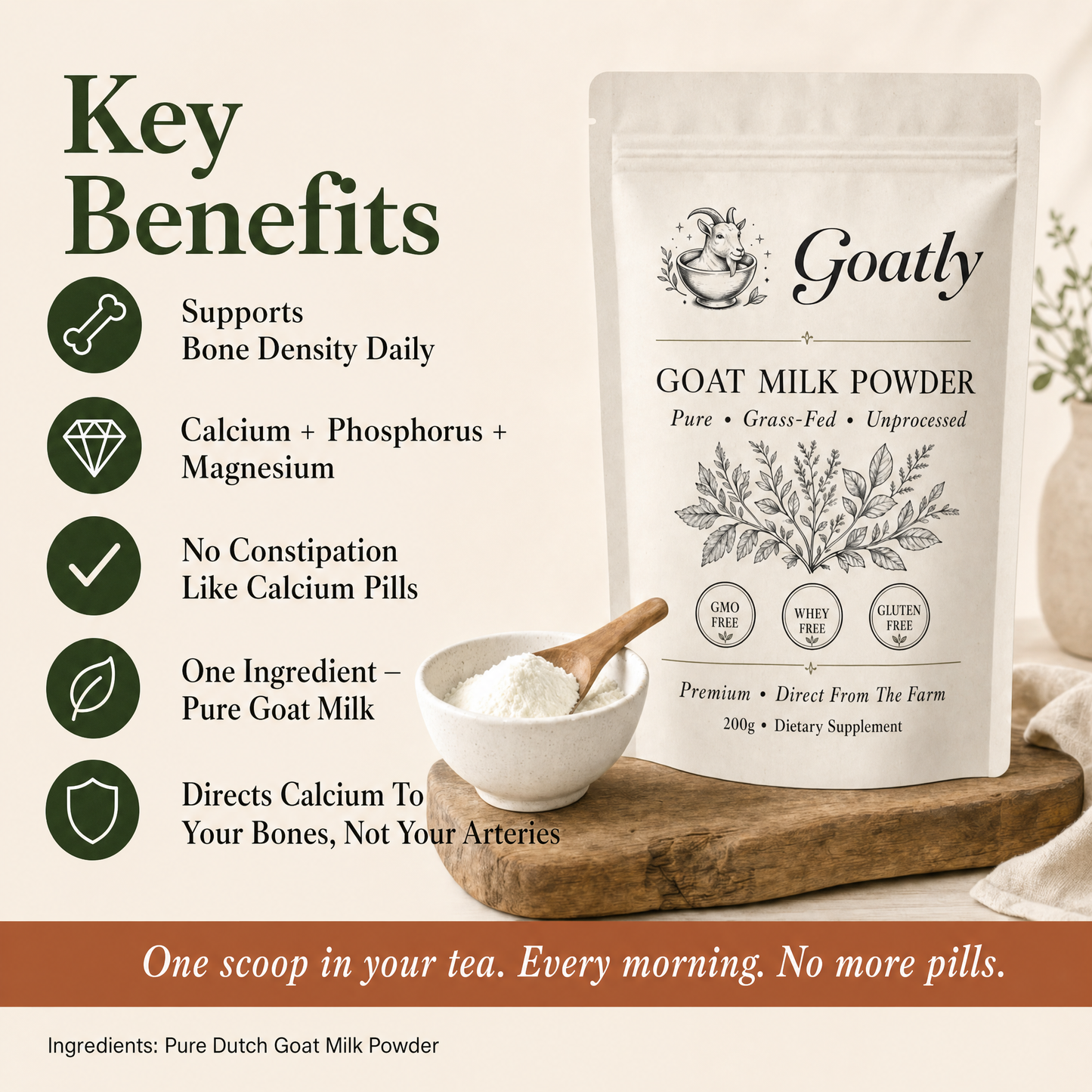 Goatly Goat Milk Powder for Strong Bones 50+