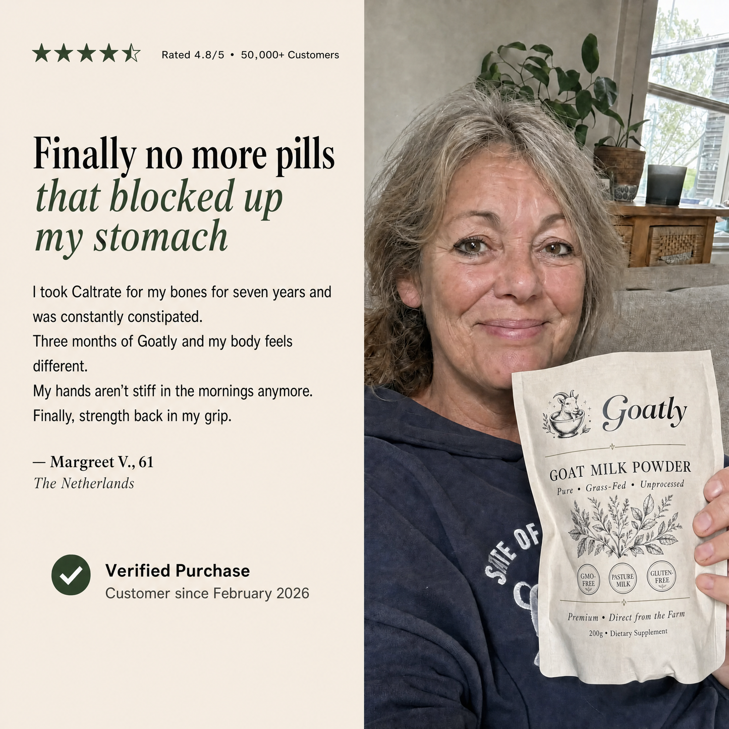 Goatly Goat Milk Powder for Strong Bones 50+