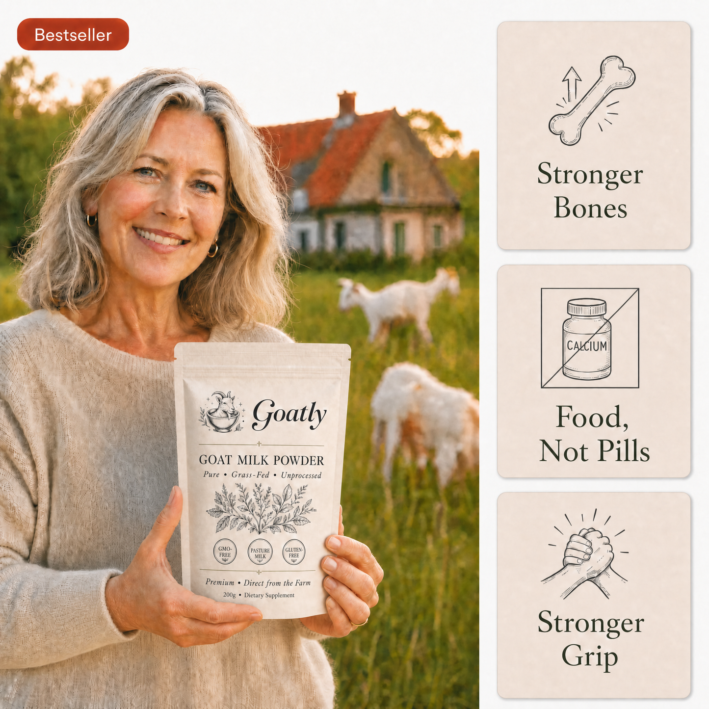 Goatly Goat Milk Powder for Strong Bones 50+
